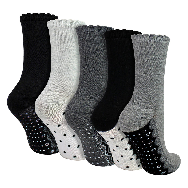 5 Pairs Ladies Lace Effect Footbed Socks - Soft Cotton Rich Everyday Socks
