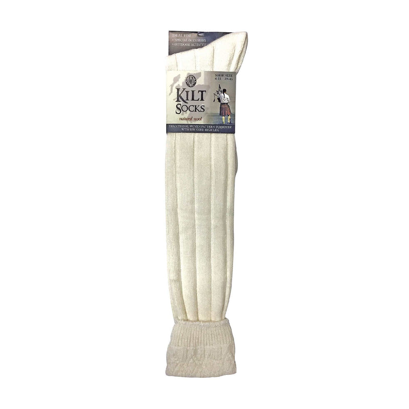 1 Pack Mens Knee High Wool Blend Ribbed Cream Kilt Socks