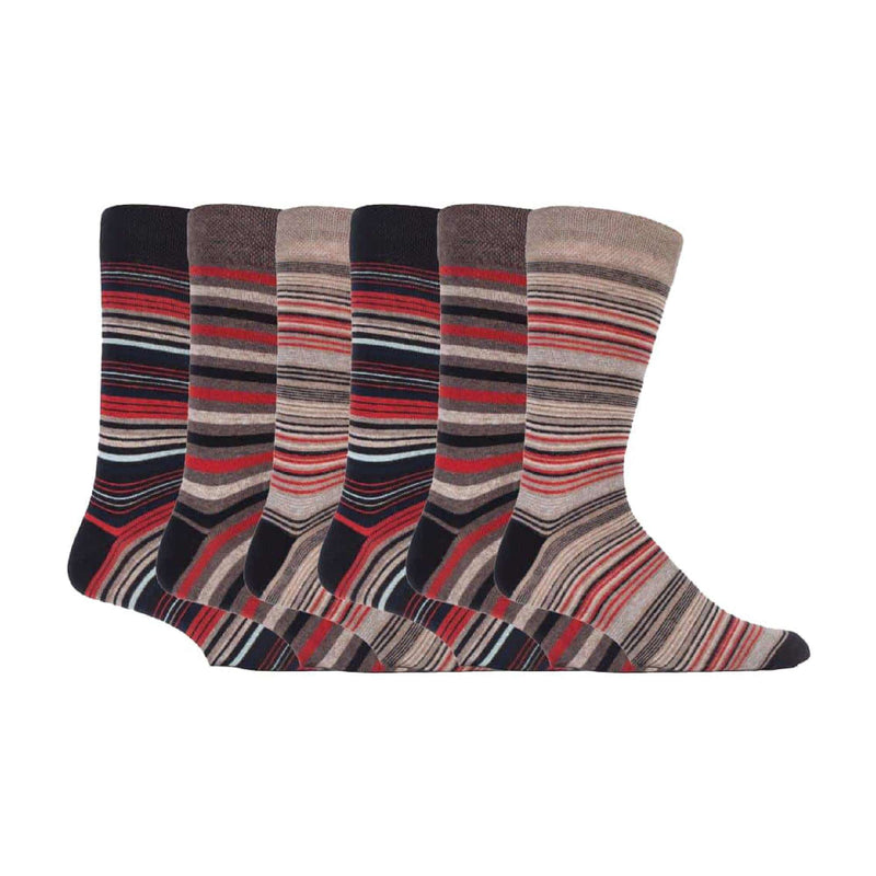 6 Pack Mens Colourful Striped Patterned Dress Cotton Socks
