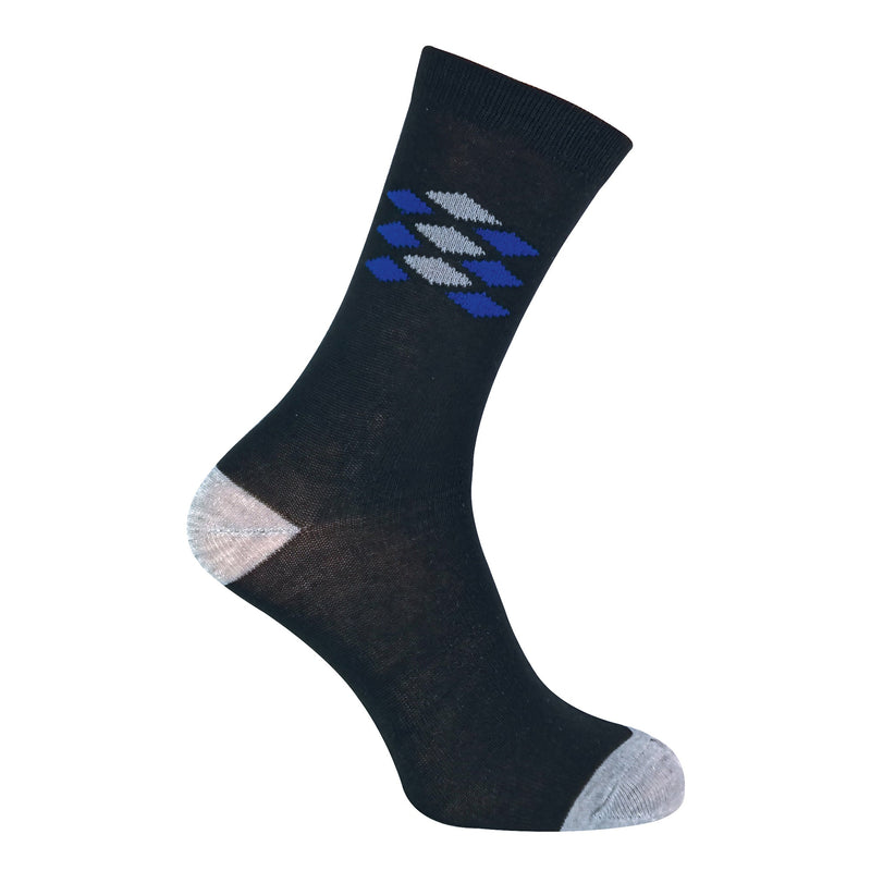 6 Pack Mens Blue Grey Argyle Striped Fashion Dress Socks