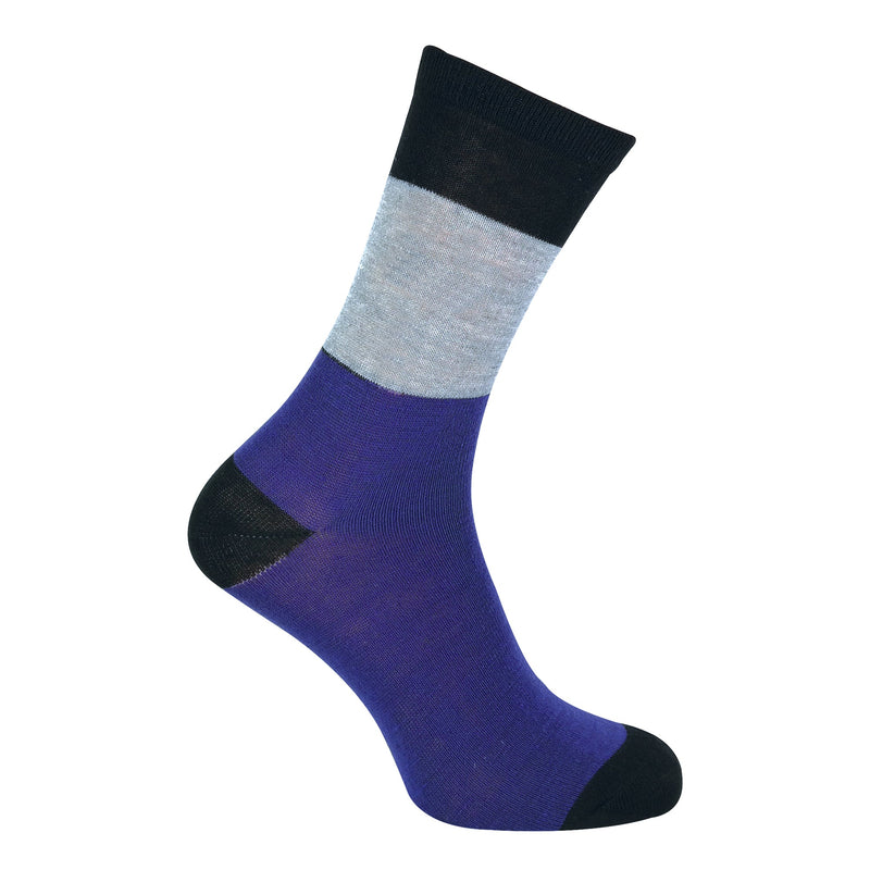 6 Pack Mens Blue Grey Argyle Striped Fashion Dress Socks