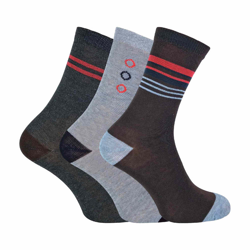 6 Pack Mens Blue Grey Argyle Striped Fashion Dress Socks