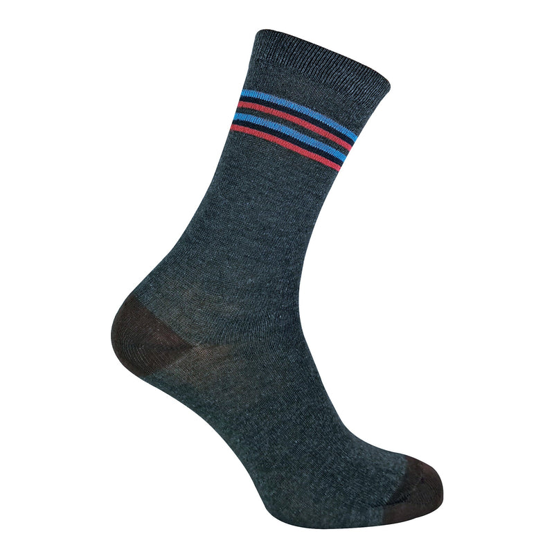 6 Pack Mens Blue Grey Argyle Striped Fashion Dress Socks