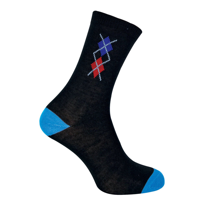 6 Pack Mens Blue Grey Argyle Striped Fashion Dress Socks
