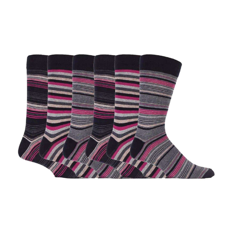 6 Pack Mens Colourful Striped Patterned Dress Cotton Socks