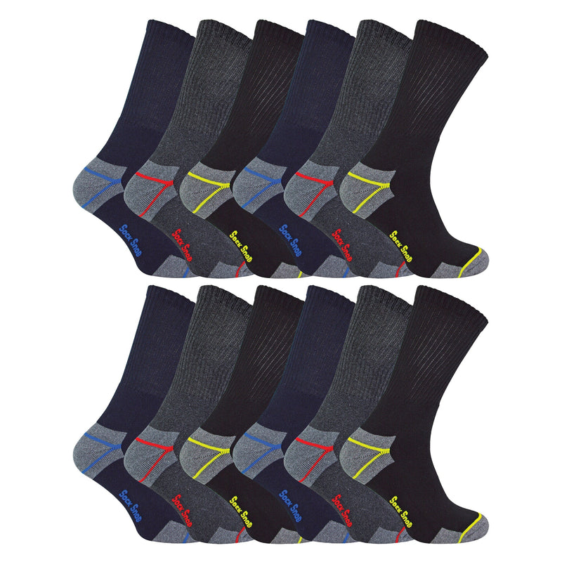 Mens Ultimate Cotton Work Socks for Steel Toe Boots (Multipack Options)