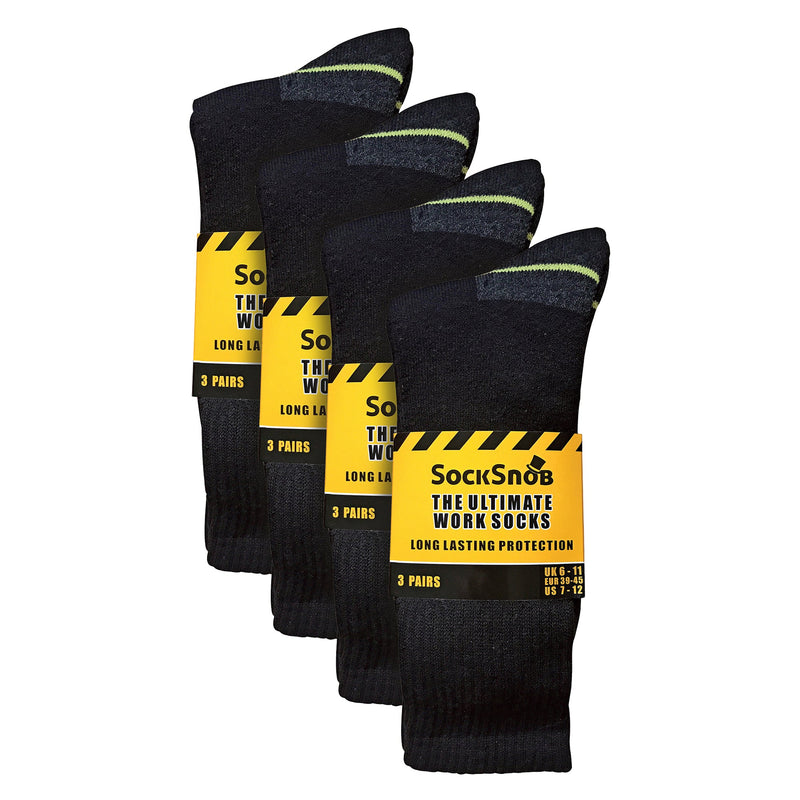 Mens Ultimate Cotton Work Socks for Steel Toe Boots (Multipack Options)