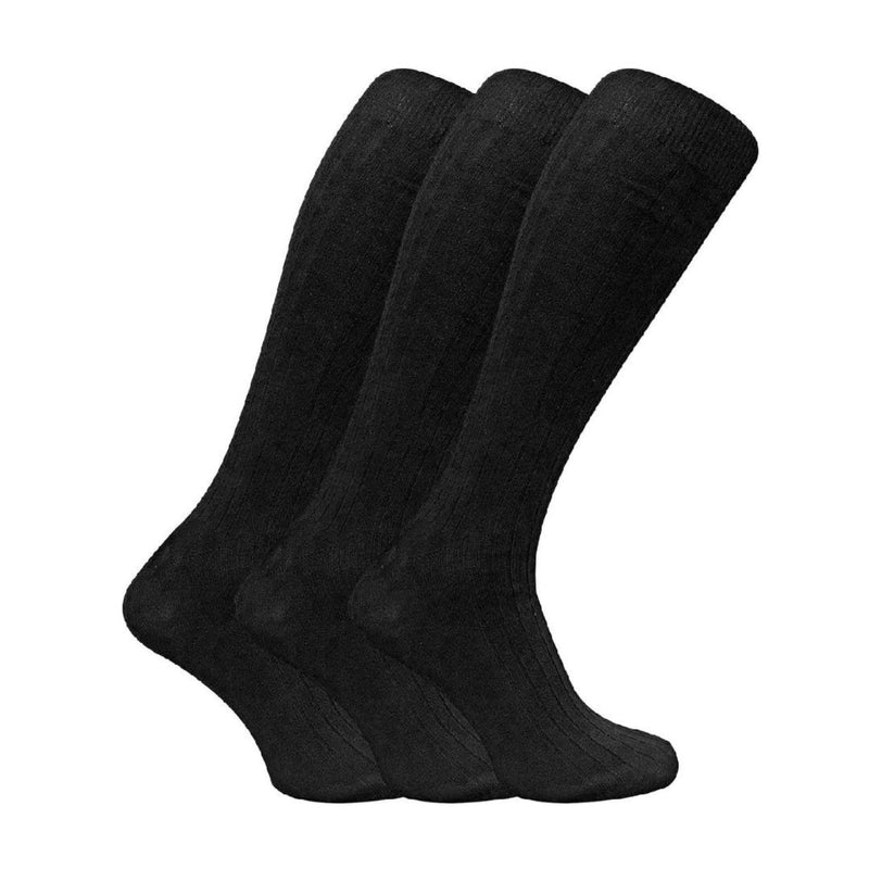 3 Pack Mens Long Knee High Lightweight 100% Cotton Soft Breathable Socks