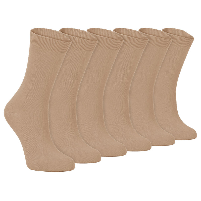 Ladies Plain Coloured Cotton Rich Dress Socks (Multipack Options)