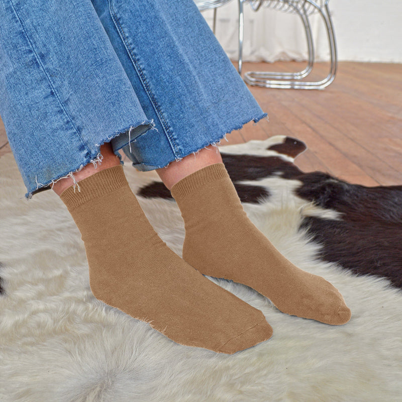 Ladies Plain Coloured Cotton Rich Dress Socks (Multipack Options)