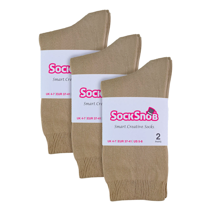 Ladies Plain Coloured Cotton Rich Dress Socks (Multipack Options)