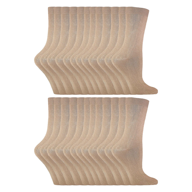Ladies Plain Coloured Cotton Rich Dress Socks (Multipack Options)