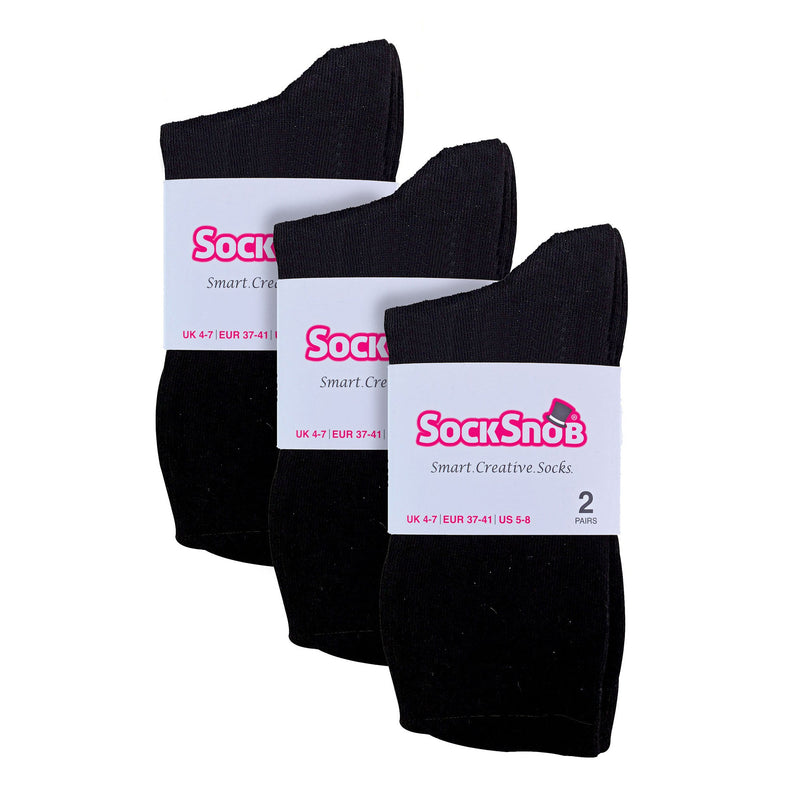 Ladies Plain Coloured Cotton Rich Dress Socks (Multipack Options)