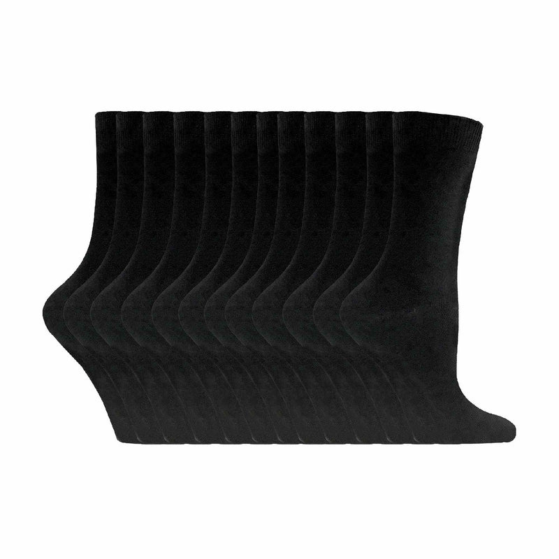 Ladies Plain Coloured Cotton Rich Dress Socks (Multipack Options)