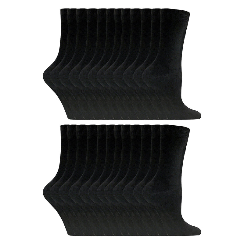 Ladies Plain Coloured Cotton Rich Dress Socks (Multipack Options)
