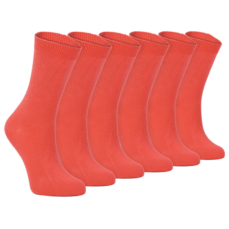 Ladies Plain Coloured Cotton Rich Dress Socks (Multipack Options)