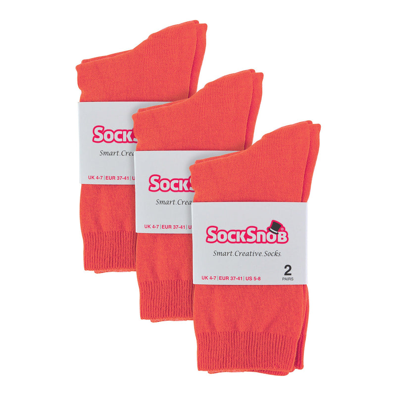 Ladies Plain Coloured Cotton Rich Dress Socks (Multipack Options)