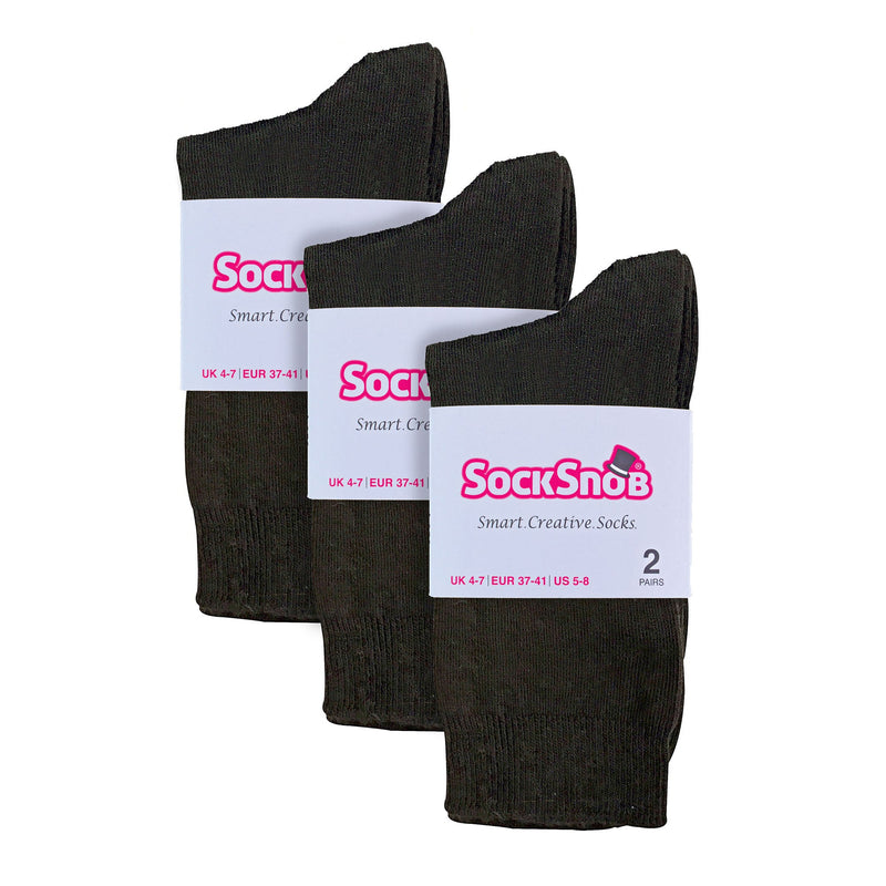 Ladies Plain Coloured Cotton Rich Dress Socks (Multipack Options)