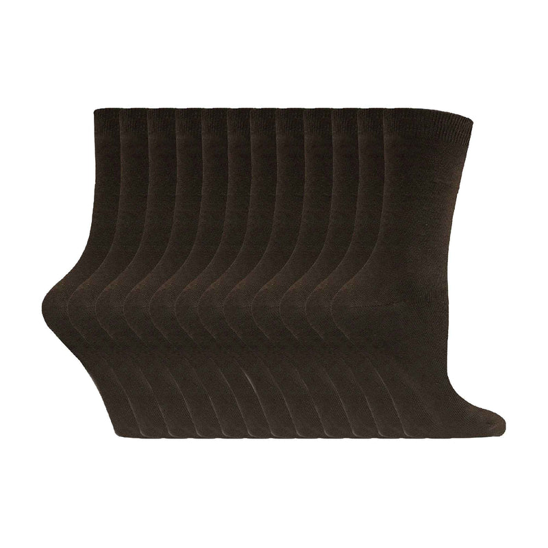 Ladies Plain Coloured Cotton Rich Dress Socks (Multipack Options)