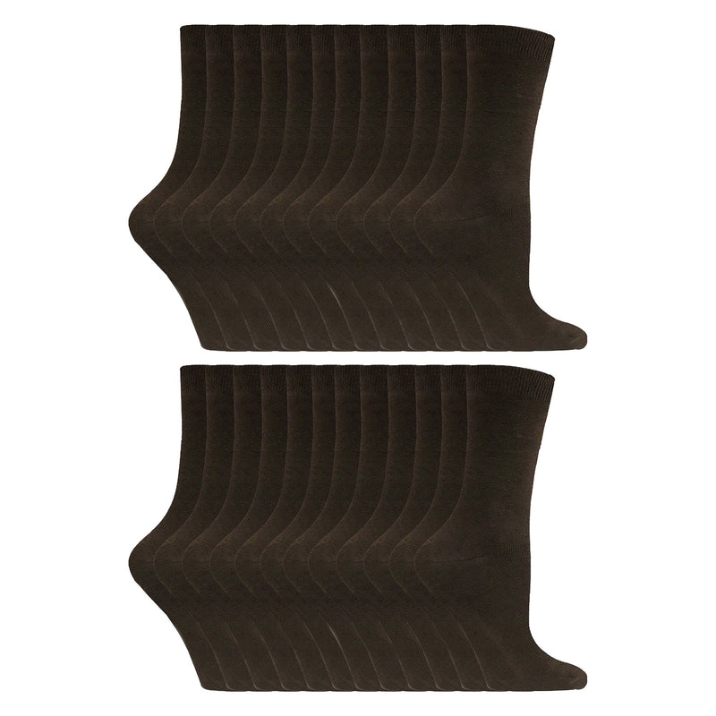 Ladies Plain Coloured Cotton Rich Dress Socks (Multipack Options)