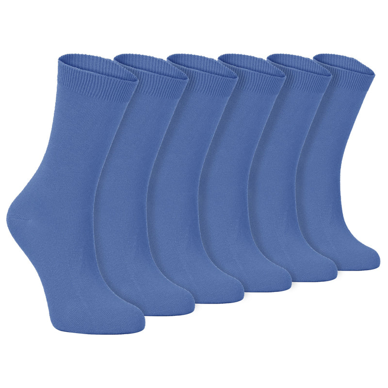 Ladies Plain Coloured Cotton Rich Dress Socks (Multipack Options)
