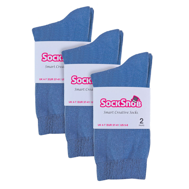 Ladies Plain Coloured Cotton Rich Dress Socks (Multipack Options)