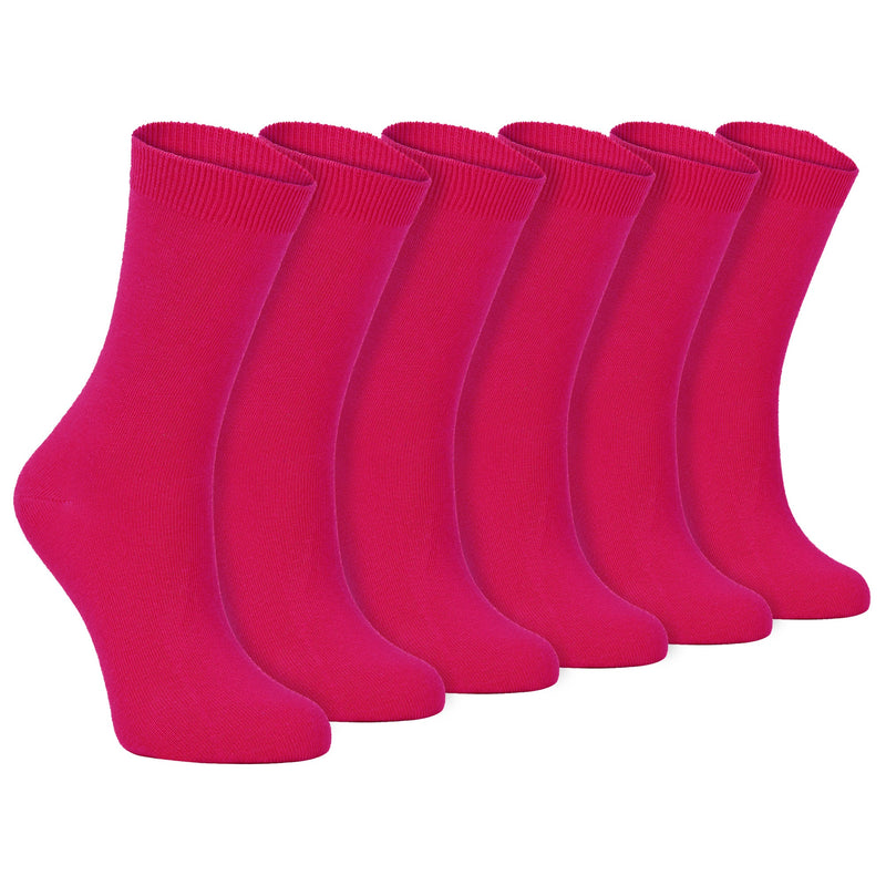 Ladies Plain Coloured Cotton Rich Dress Socks (Multipack Options)