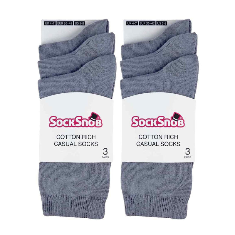 Ladies Plain Coloured Cotton Rich Dress Socks (Multipack Options)