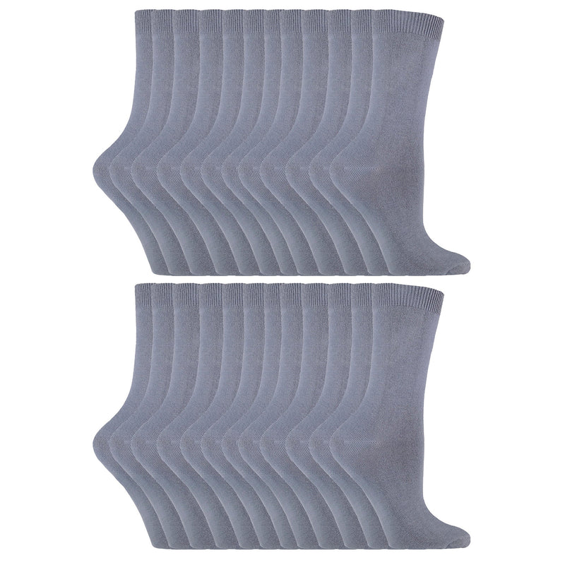 Ladies Plain Coloured Cotton Rich Dress Socks (Multipack Options)