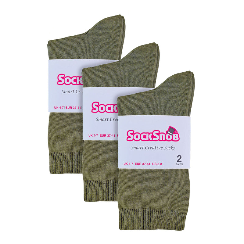 Ladies Plain Coloured Cotton Rich Dress Socks (Multipack Options)