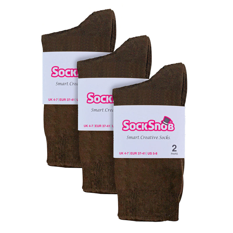 Ladies Plain Coloured Cotton Rich Dress Socks (Multipack Options)