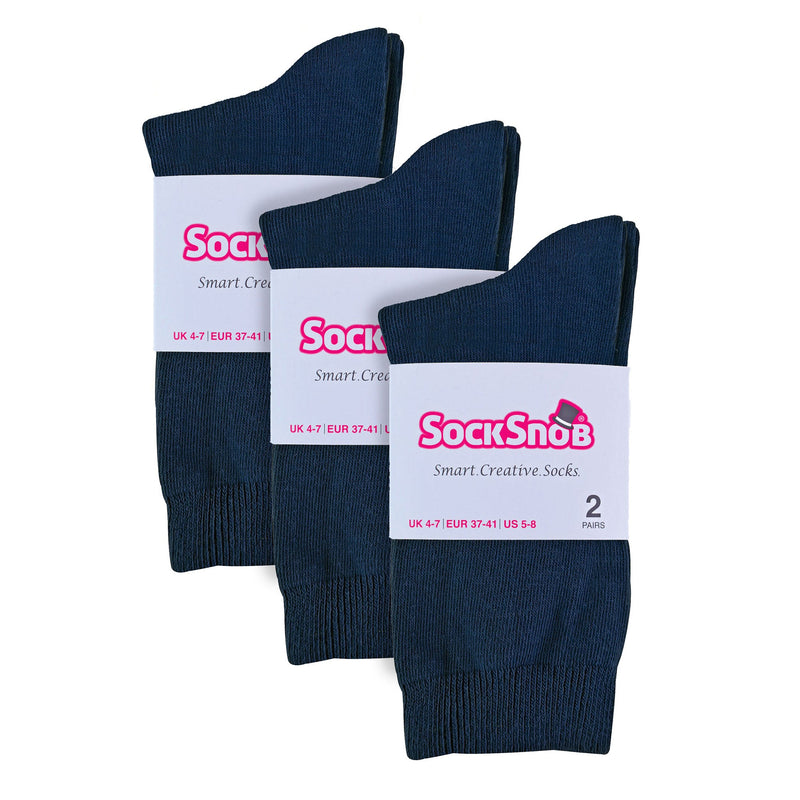 Ladies Plain Coloured Cotton Rich Dress Socks (Multipack Options)