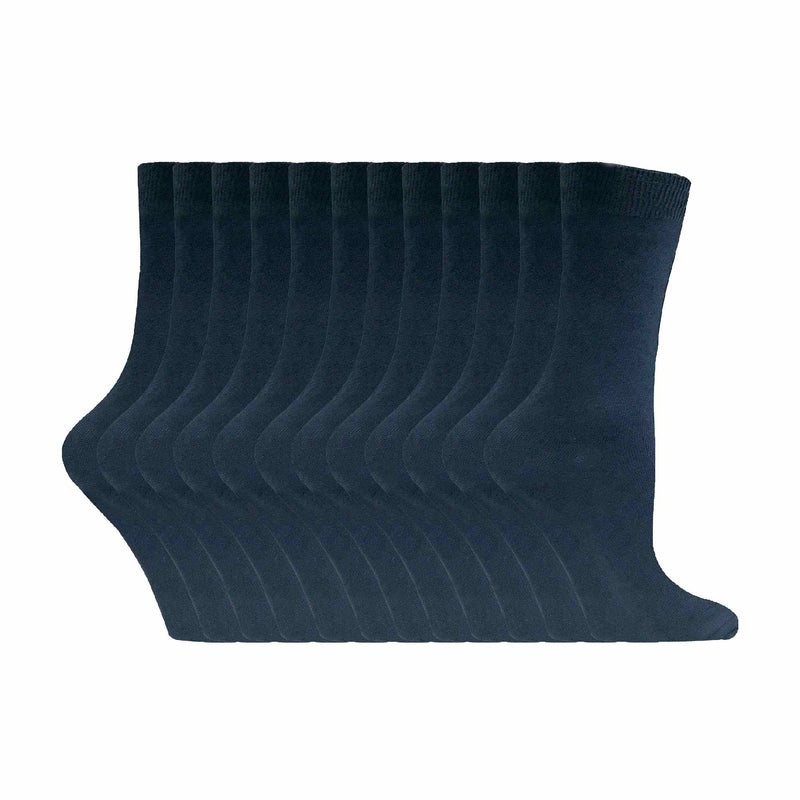 Ladies Plain Coloured Cotton Rich Dress Socks (Multipack Options)