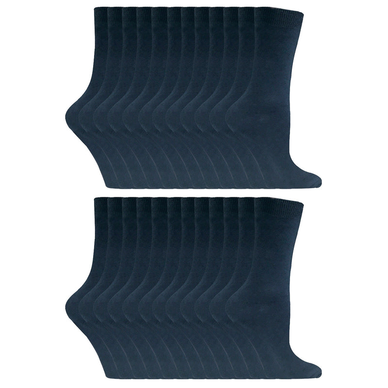 Ladies Plain Coloured Cotton Rich Dress Socks (Multipack Options)