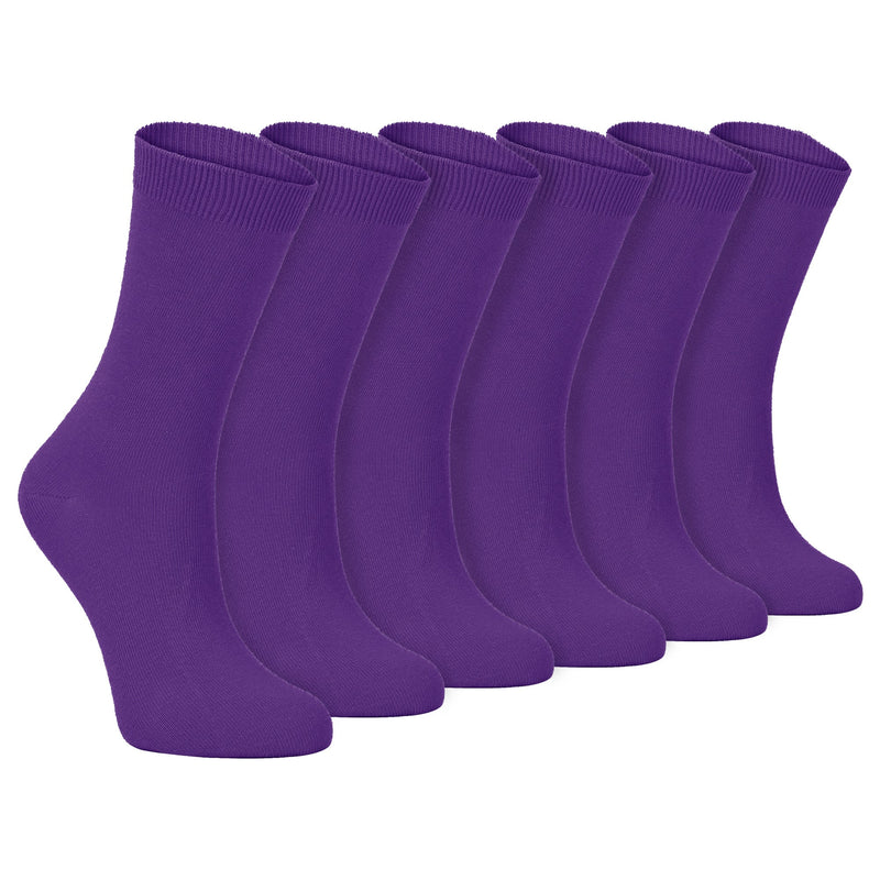 Ladies Plain Coloured Cotton Rich Dress Socks (Multipack Options)