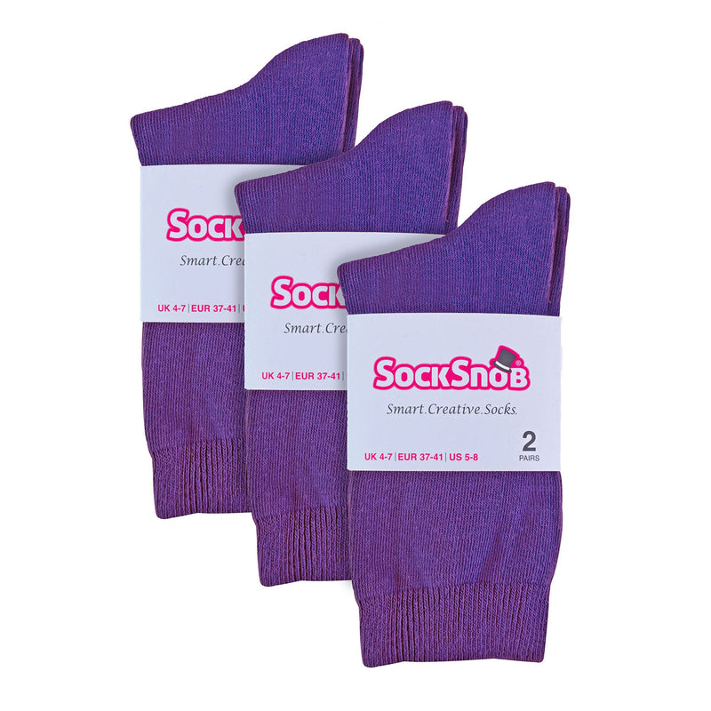 Ladies Plain Coloured Cotton Rich Dress Socks (Multipack Options)