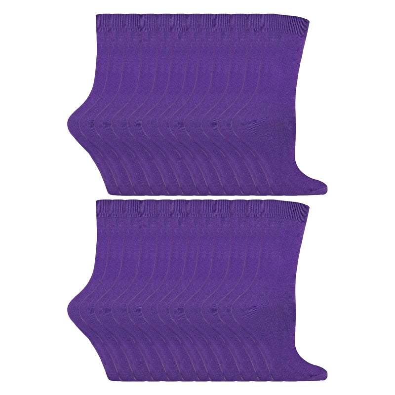 Ladies Plain Coloured Cotton Rich Dress Socks (Multipack Options)