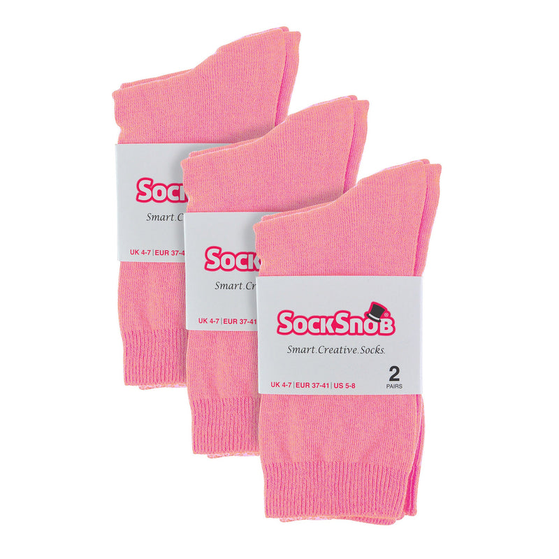 Ladies Plain Coloured Cotton Rich Dress Socks (Multipack Options)