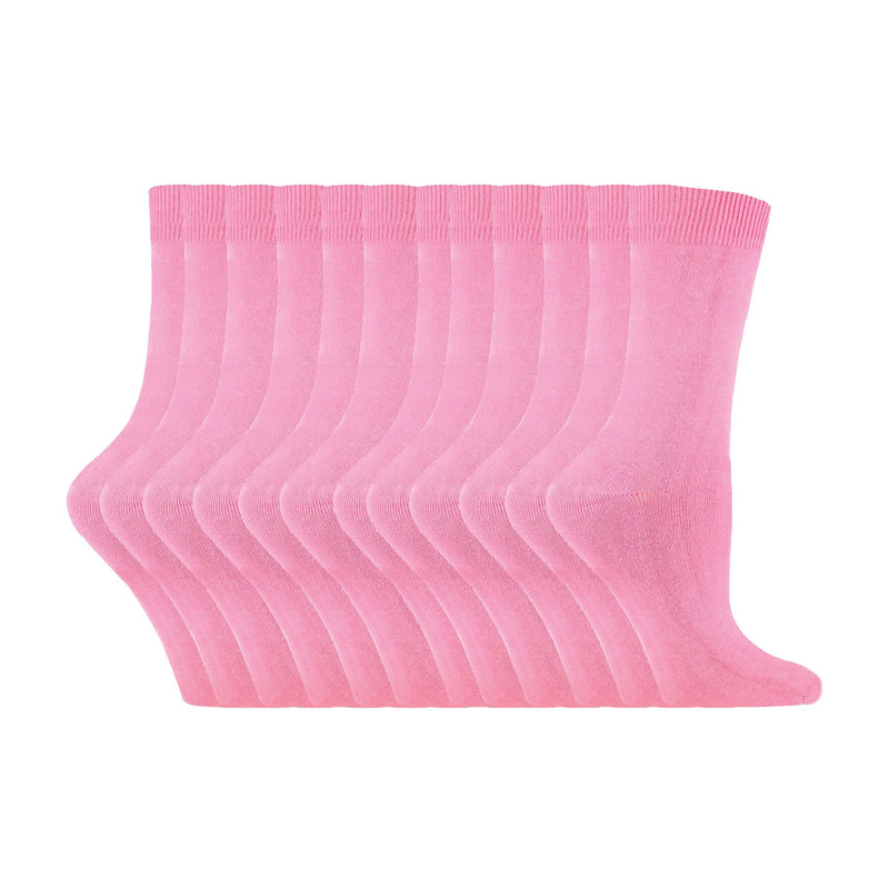 Ladies Plain Coloured Cotton Rich Dress Socks (Multipack Options)