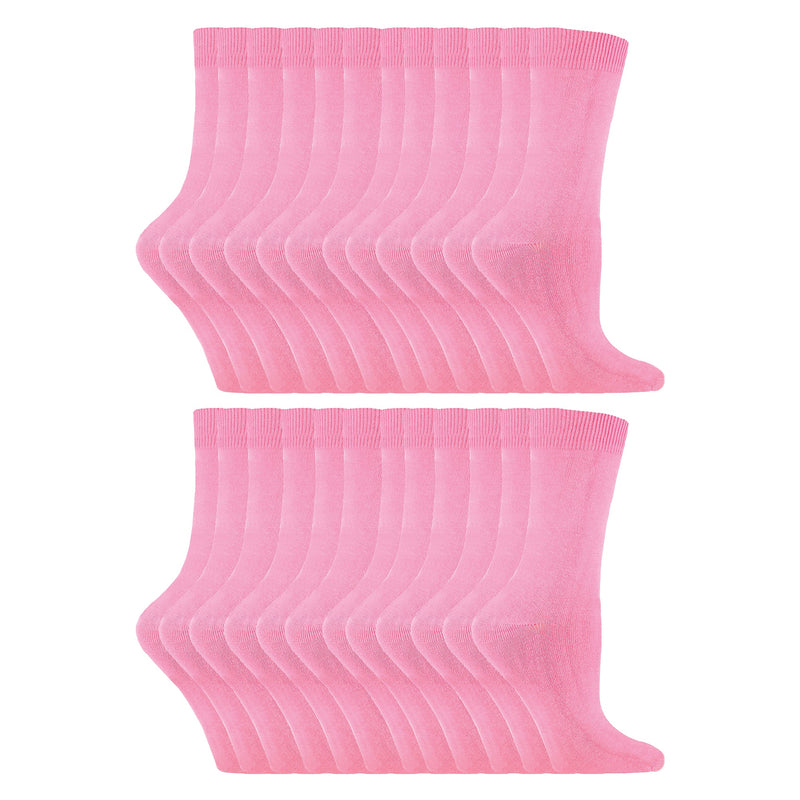 Ladies Plain Coloured Cotton Rich Dress Socks (Multipack Options)