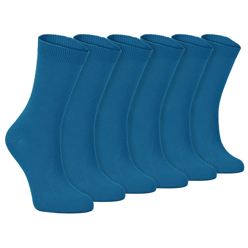 Ladies Plain Coloured Cotton Rich Dress Socks (Multipack Options)