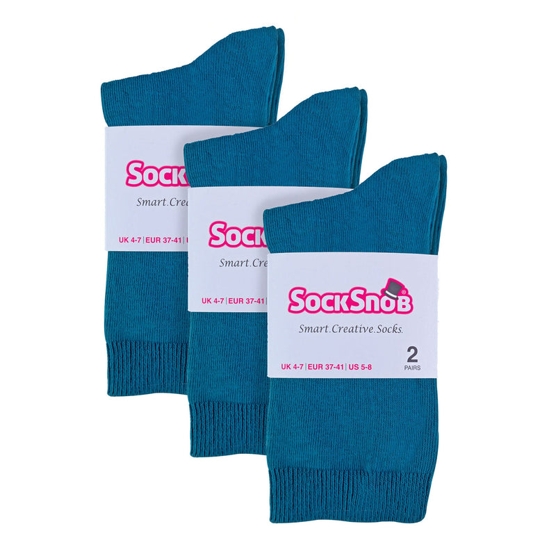 Ladies Plain Coloured Cotton Rich Dress Socks (Multipack Options)