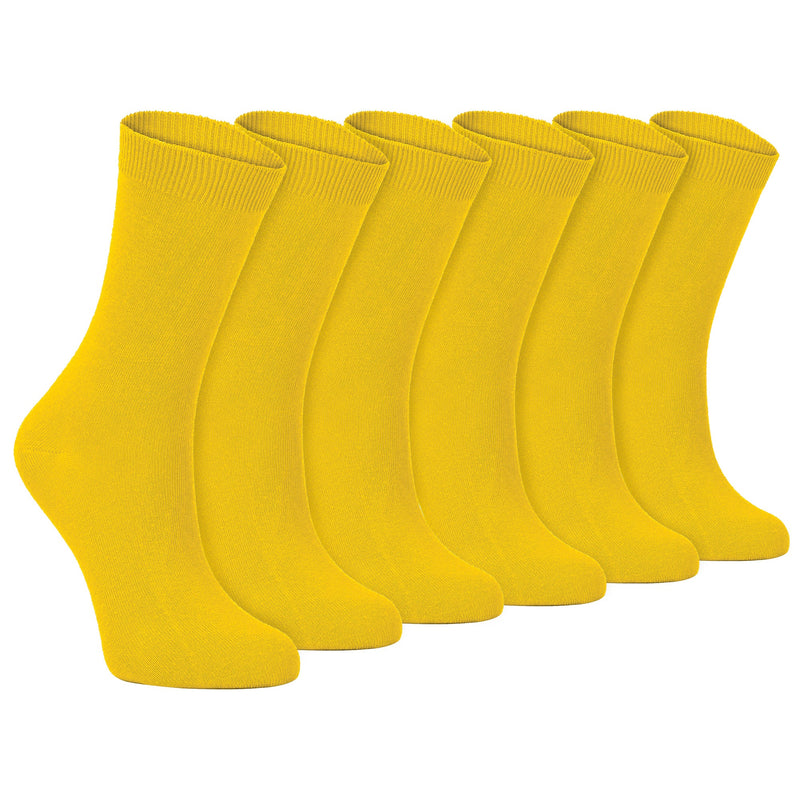 Ladies Plain Coloured Cotton Rich Dress Socks (Multipack Options)