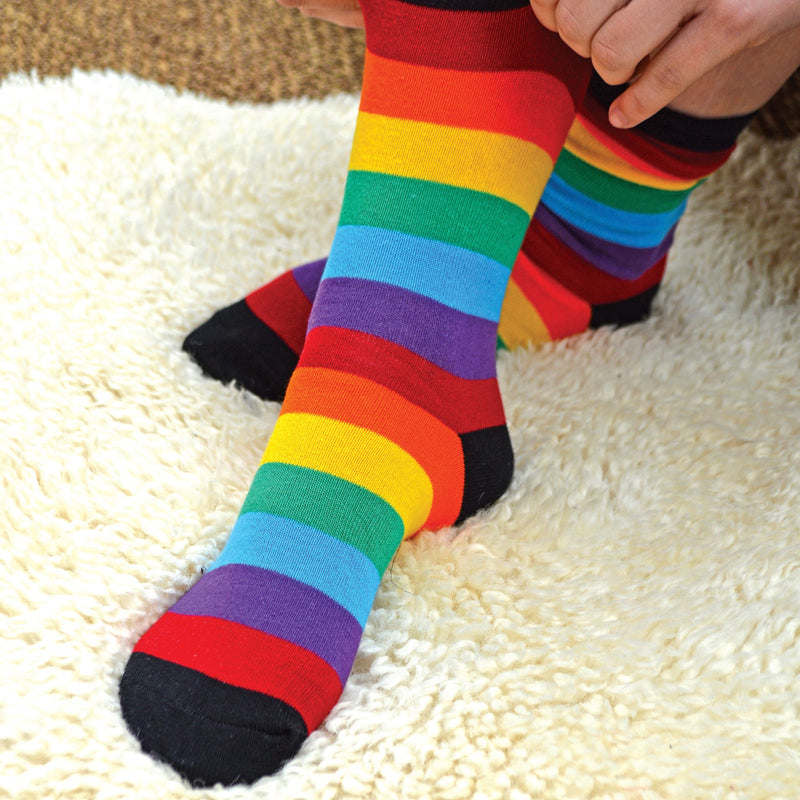 3 Pack Mens & Ladies Bright Patterned Striped Cotton Rainbow Socks