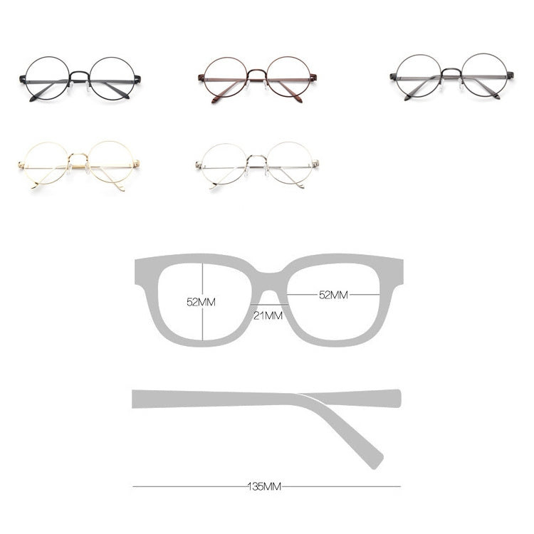 Round-Framed Glasses Small Fresh, Silver, Bronze, Gun gray, Round-Framed Glasses, Golden