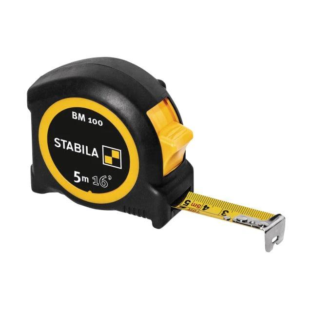 Stabila - Compact Pocket Tape - BM 100 - Shatterproof ABS Housing, Ergonomic Soft Grip For DIY Enthusiasts