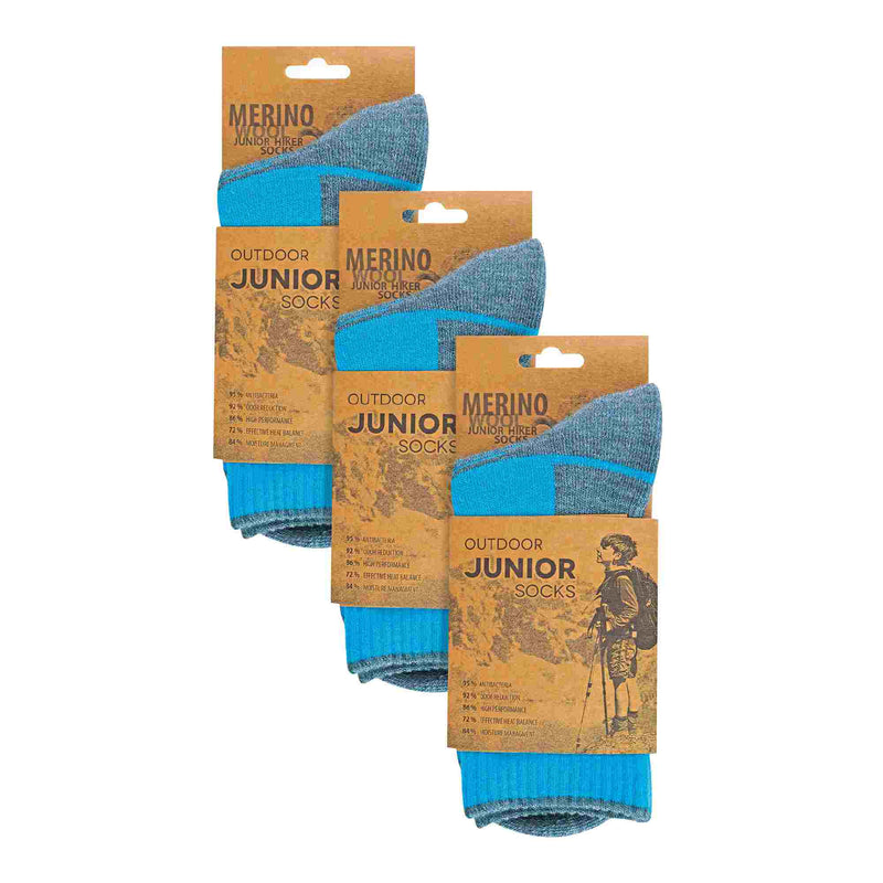 3 Pack Kids Merino Wool Hiking Socks (3 Sizes)