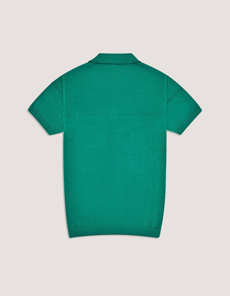 Regualr Fit Teal Knitted Polo Shirt