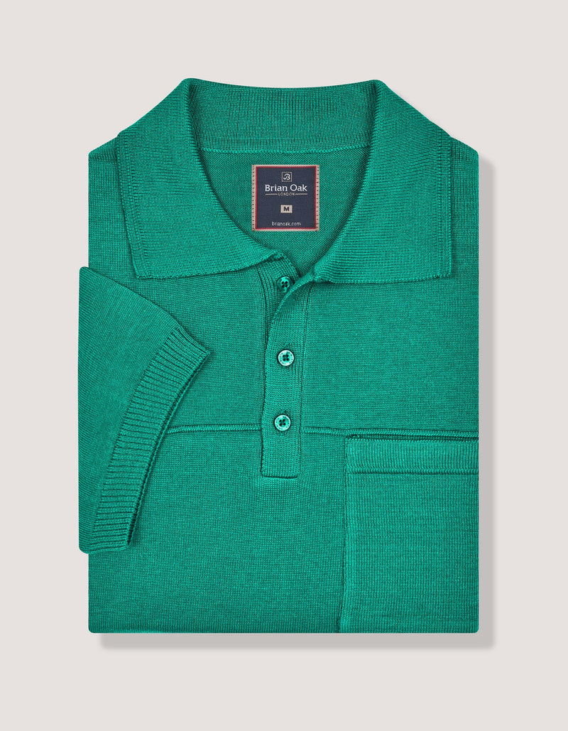 Regualr Fit Teal Knitted Polo Shirt