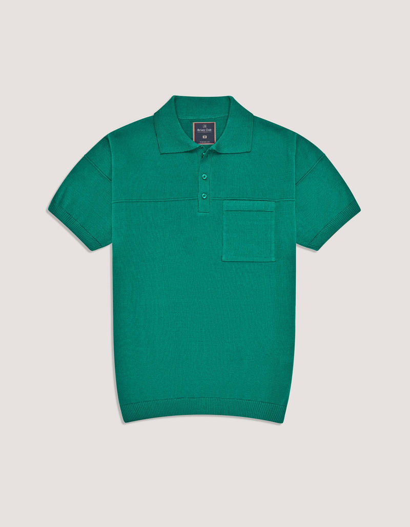 Regualr Fit Teal Knitted Polo Shirt